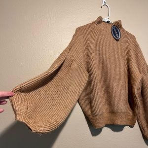 Scoop Women's Cozy Mock Neck Sweater with Balloon Sleeves